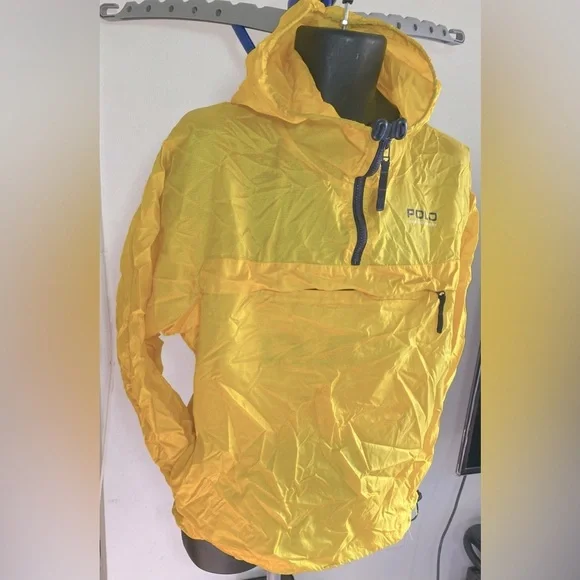🏇🏽💛Polo Ralph Lauren Jeans Packable Windbreaker Jacket Yellow Blue Size M - Picture 3 of 12